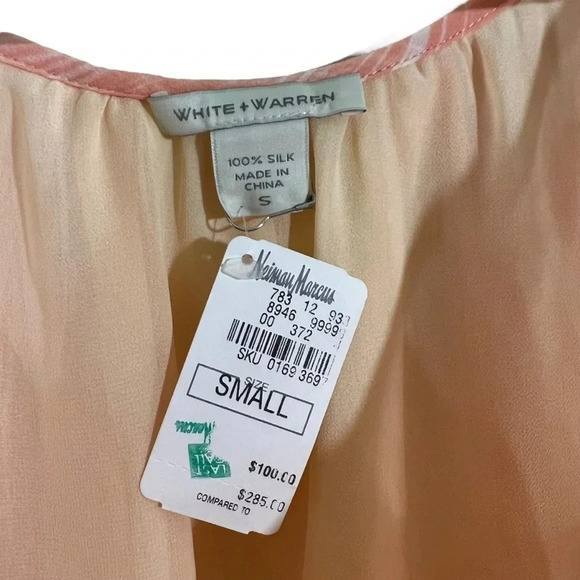 White + Warren NWT Silk Dress Neiman Marcus Lightweight Orange Yellow Stripes - Picture 6 of 6